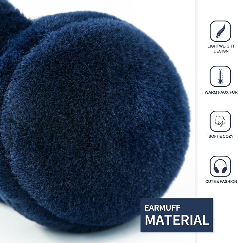 YATANAM Women Ear Muffs Winter Girls White Earmuffs Fuzzy Kids Black Ear Muff Cute Fluffy Ear Warmers Foldable Ear Covers Boy - Image 3